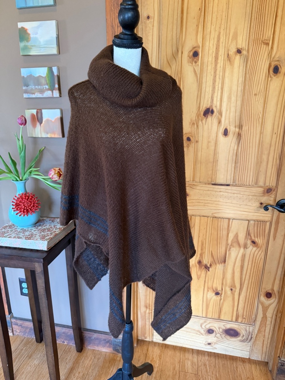 Wooden Ships Brown Cowl Neck mohair blend poncho